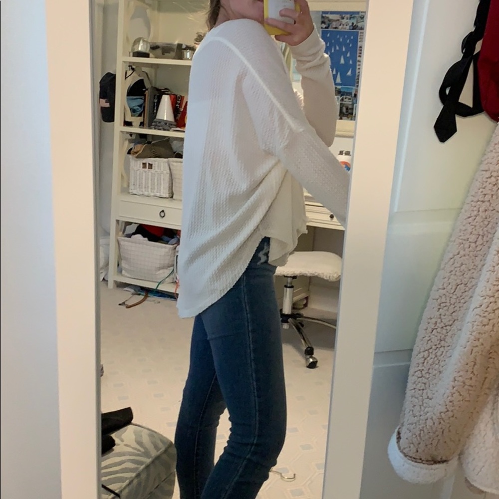 Oversized Thermal White Button Down Top - image 2